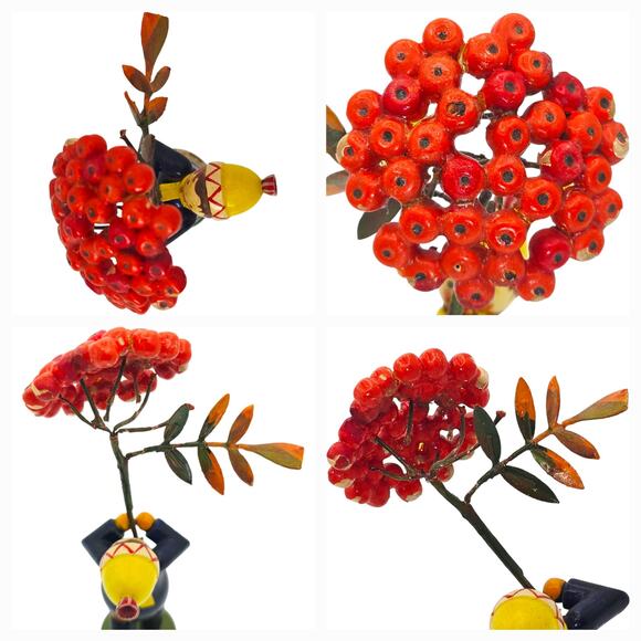 Vintage WEHA-Kunst Erzgebirge Wooden Child Figurine Boy/Girl with Rowan Berries - Picture 9 of 15